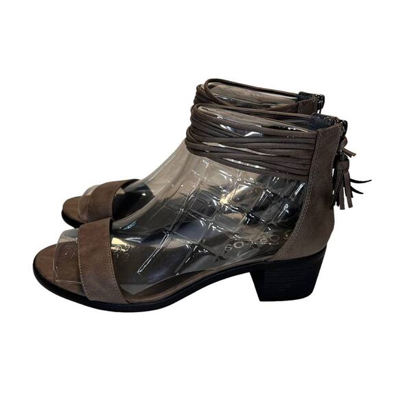 Toetos Womens Ivy_01 Fashion Block Heeled Sandals Size 10 Taupe Zip Back - Picture 8 of 16